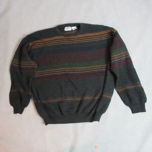 Farah Grandpa Sweater Mens XL Multicolor Striped Knit Oversized Crew Neck Cozy